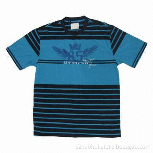 Cotton Yarn Dyed T-shirt, Made of 100% Cotton Single Jersey, Weighs 180g